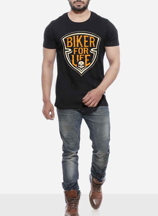 Tipu Sultan T-shirt SMALL / Black Biker For Life Half Sleeves T-shirt