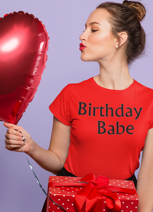 Virgin Teez Women T-Shirt Birthday Babe Red Women T-shirt