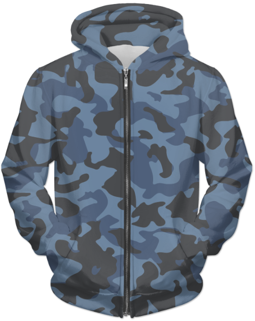 Virgin Teez Sublimation Hoodie Small Blue Camo 2 UNISEX ZIP HOODIE