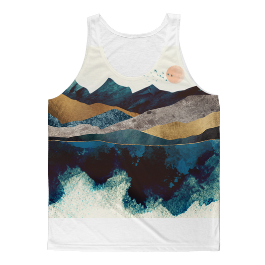 VIRGIN TEEZ Tank Top XS Blue Mountain Reflection Classic Sublimation Adult Tank Top