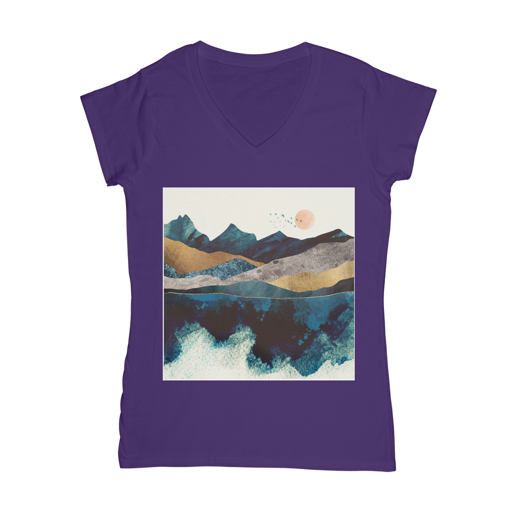 Blue Mountain Reflection Classic Women's V-Neck T-Shirt