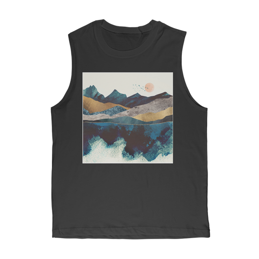 VIRGIN TEEZ Tank Top Black / Unisex / S Blue Mountain Reflection Premium Adult Muscle Top