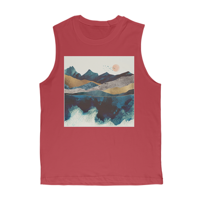 VIRGIN TEEZ Tank Top Red / Unisex / S Blue Mountain Reflection Premium Adult Muscle Top