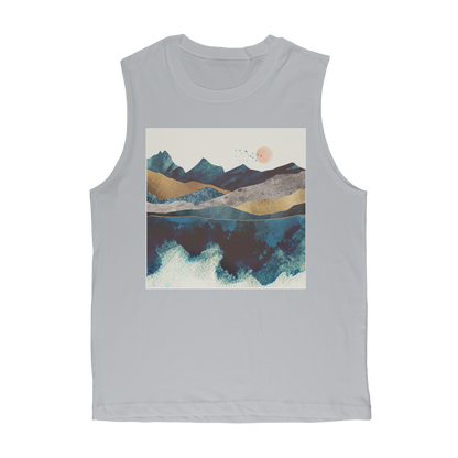 VIRGIN TEEZ Tank Top Light Grey / Unisex / S Blue Mountain Reflection Premium Adult Muscle Top