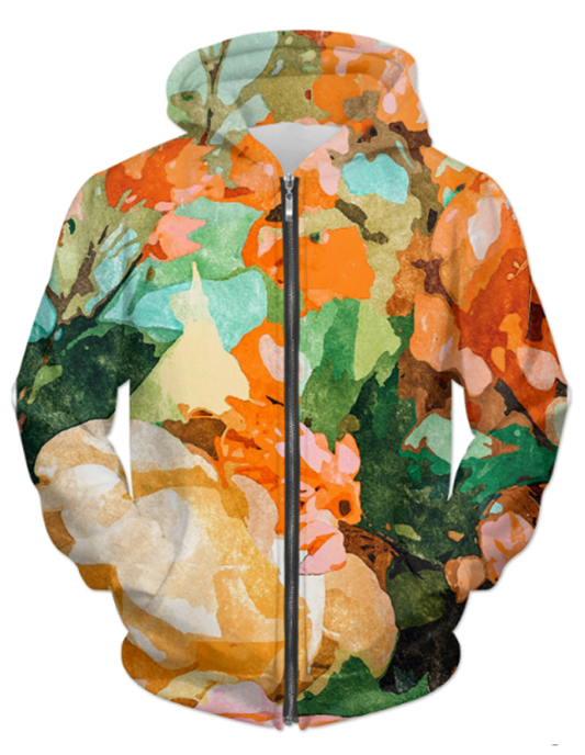 Virgin Teez Sublimation Hoodie Blush Garden UNISEX ZIP HOODIE