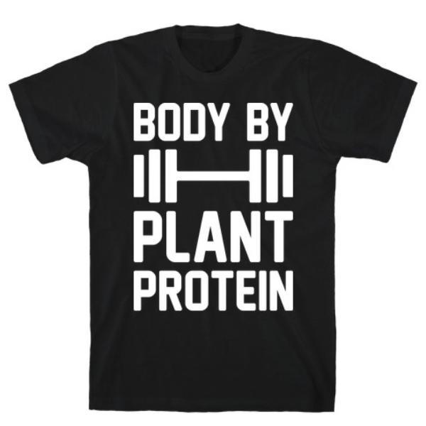 GYM FIT T-SHIRT BODY BY PLANT PROTEIN BLACK T-SHIRT