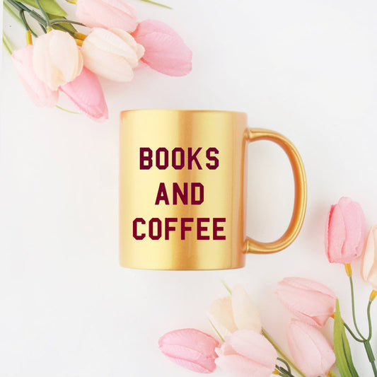 Books And Coffee Gold & Silver Mug