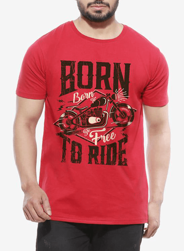 Tipu Sultan T-shirt SMALL / Red Born To Ride Half Sleeves T-shirt