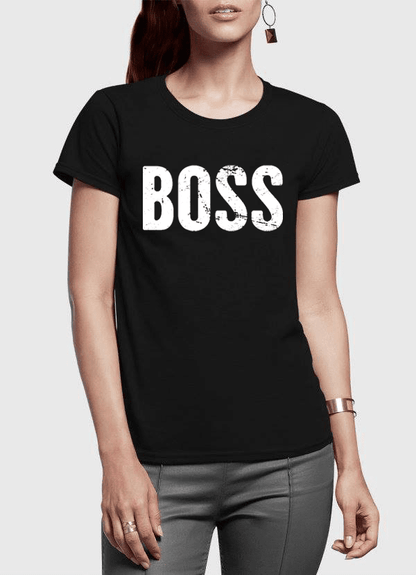 Virgin Teez Women T-Shirt SMALL / Black Boss Half Sleeves Women T-shirt