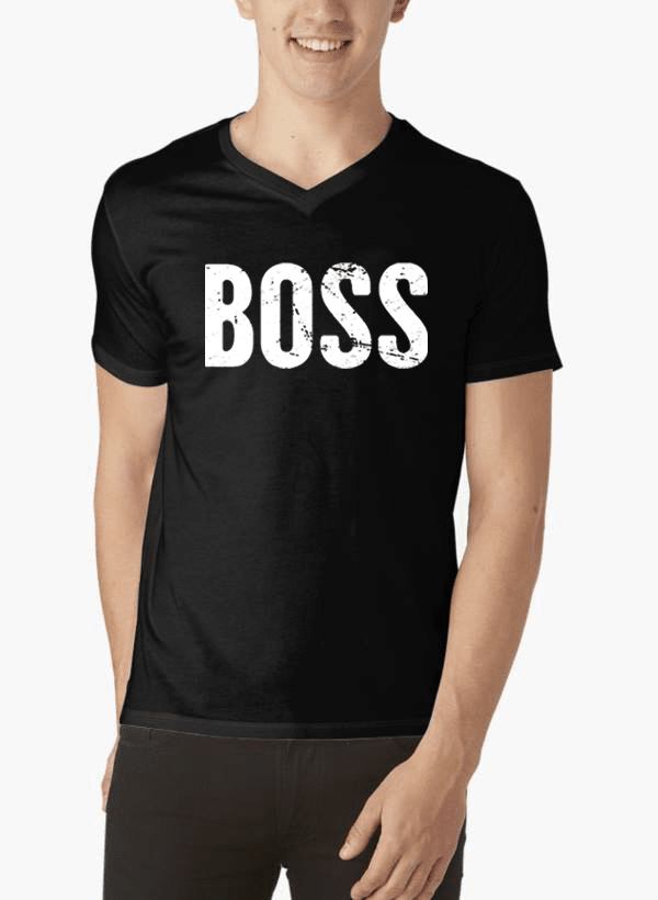 Virgin Teez T-shirt SMALL / Black Boss V-Neck T-shirt