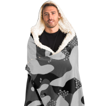 Grey Pattern Camouflage & Mosaic Style Plakat Hooded Blanket