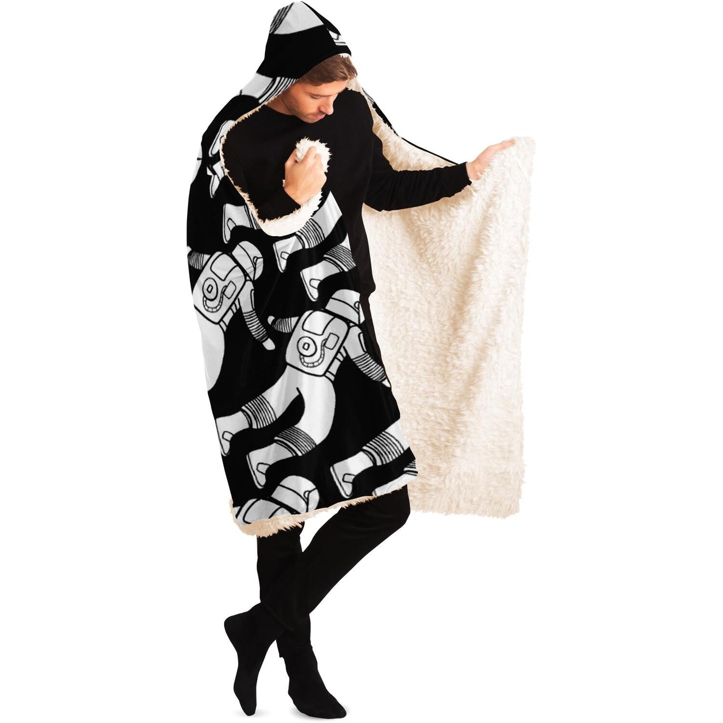 Spaceman pattern Poster Hooded Blanket