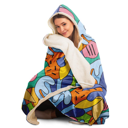 Graphic Pattern Hooded Blanket