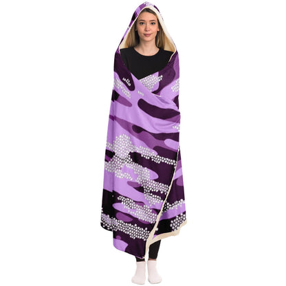 Purple Camouflage Pattern Mosaic Style Plakat Hooded Blanket