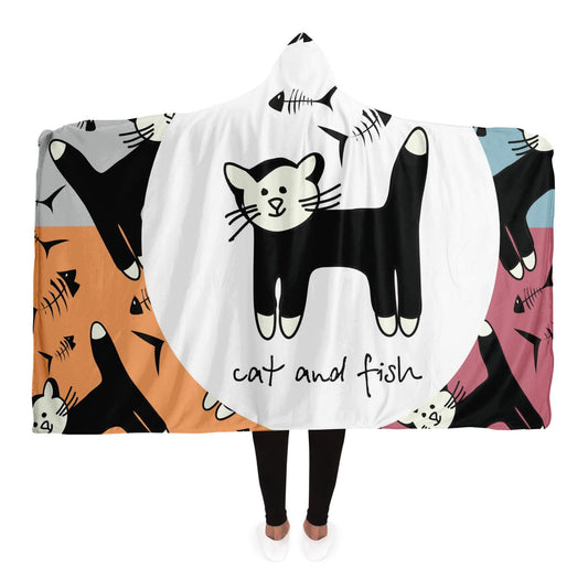 Cat Pattern Hooded Blanket