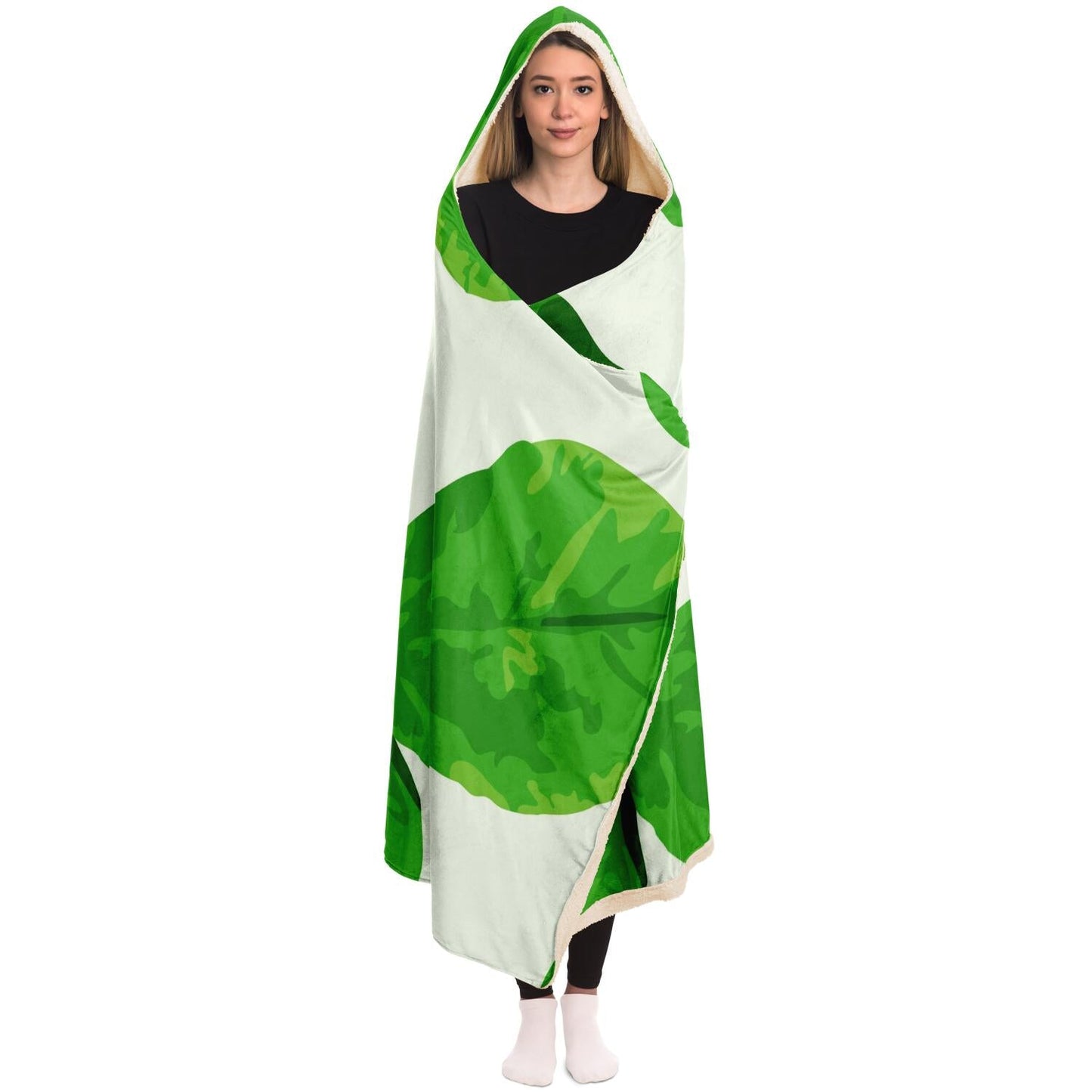 Leaf  Pattern Hooded Blanket