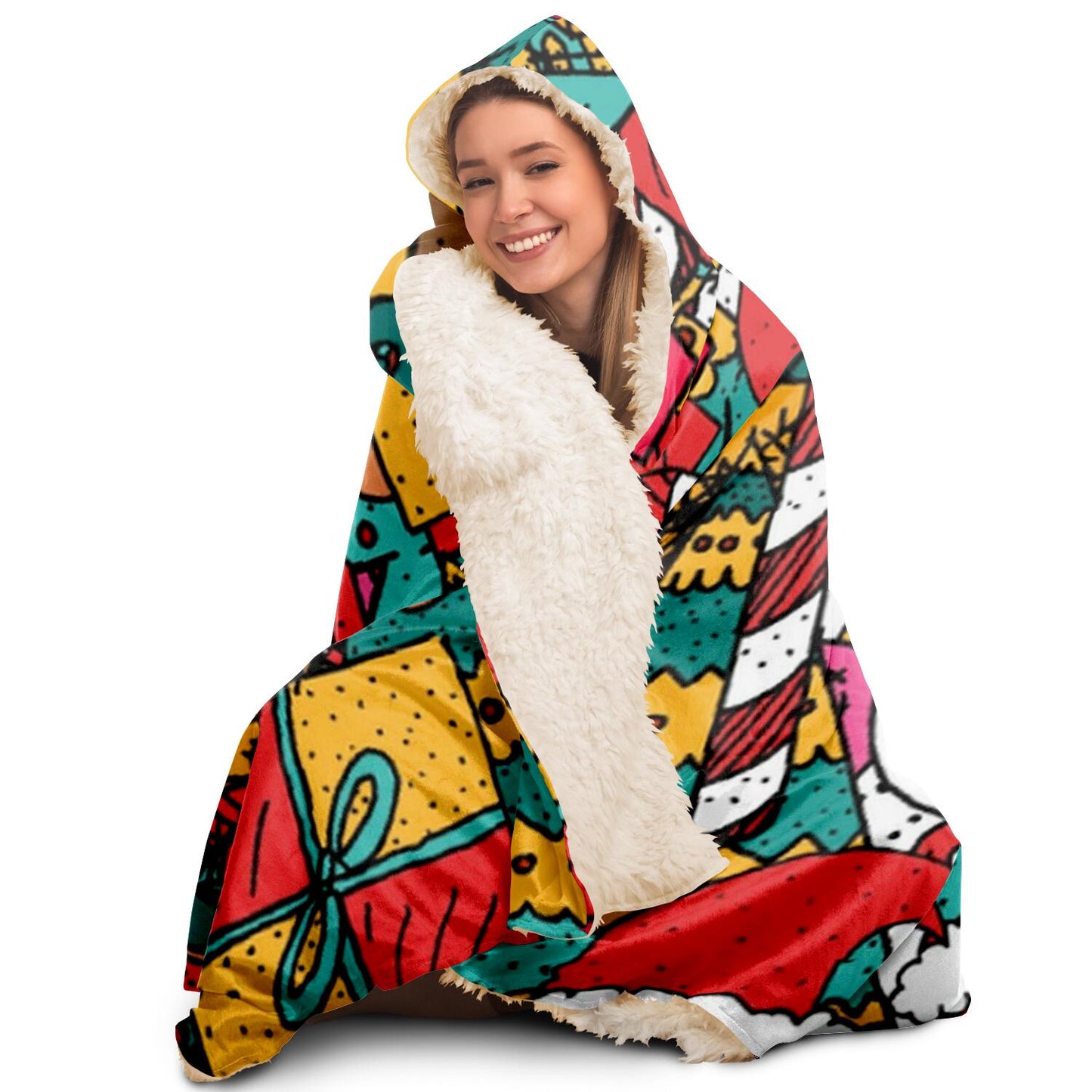 Merry Christmas pattern Poster Hooded Blanket