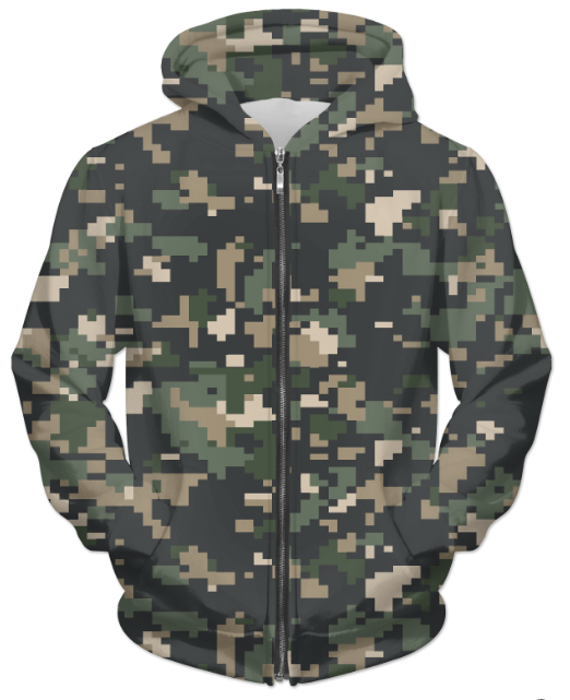 Virgin Teez Sublimation Hoodie Small Camofludge 8 UNISEX ZIP HOODIE