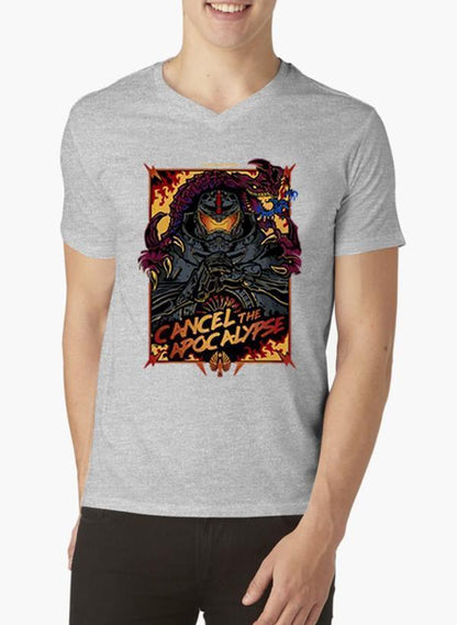 M Nidal Khan T-shirt SMALL / Gray Cancel the Apocalypse Half Sleeves V-Neck T-shirt