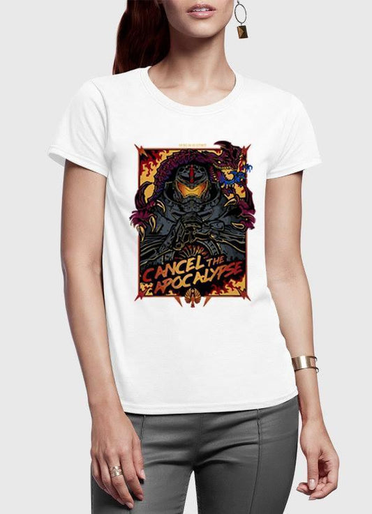 M Nidal Khan Women T-Shirt SMALL / White Cancel the Apocalypse Half Sleeves Women T-shirt