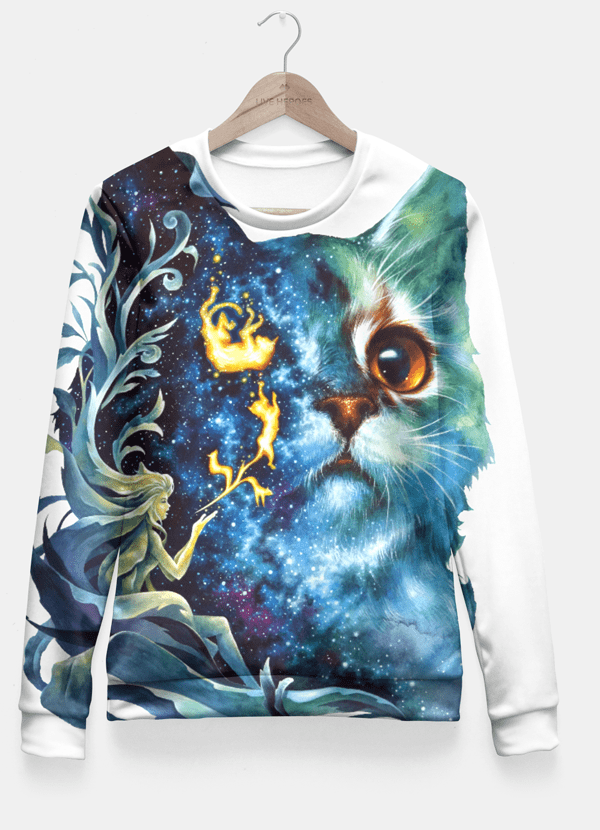 Sadaf Hamid Sweat Shirt Small cat .4 Fitted Waist Sweater