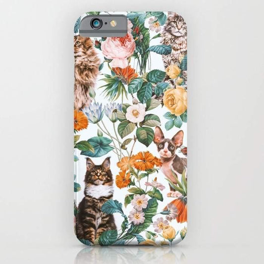 Threadless Mobile Cover iPhone 7 Cat and Floral Pattern III Mobile Cover