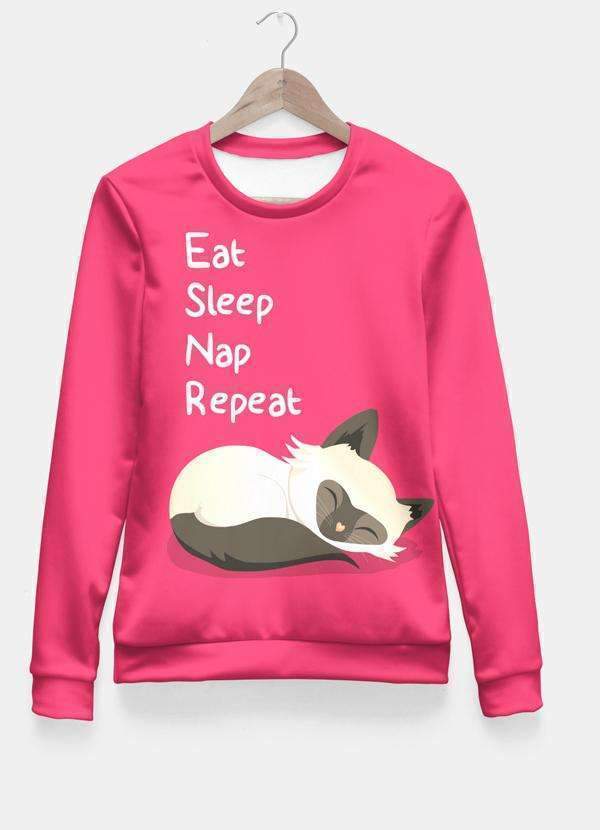 Sadaf Hamid Sweat Shirt Small Cat's Life All Over Sweat Shirt Women