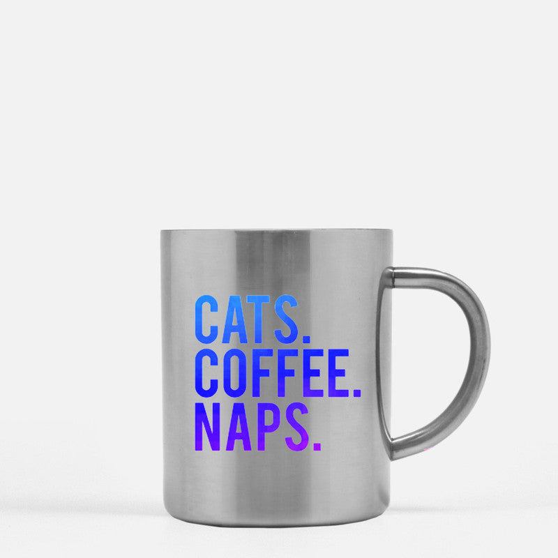 Cats Coffee Naps Gold & Silver Mug