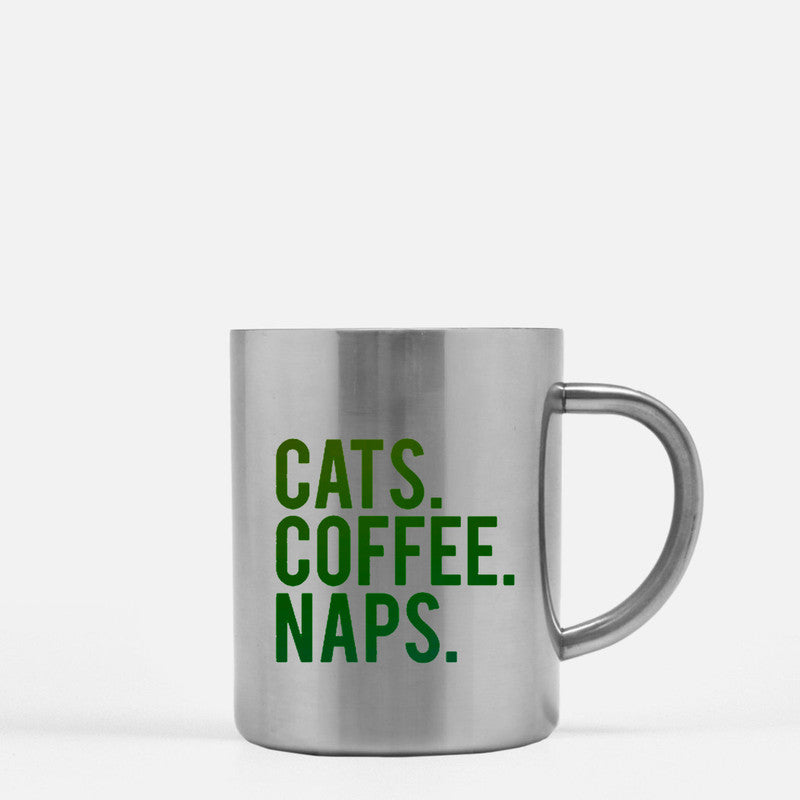 Cats Coffee Naps Gold & Silver Mug