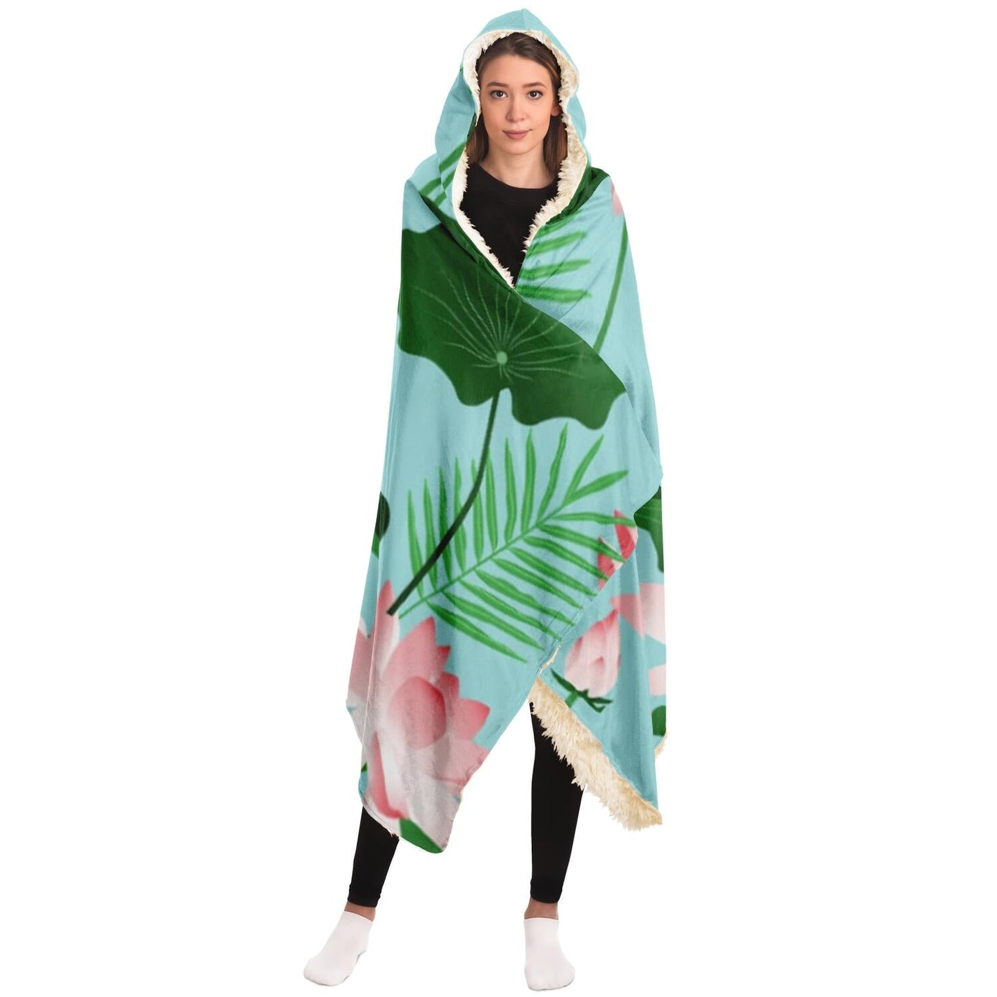 Lotus Love II Poster Hooded Blanket