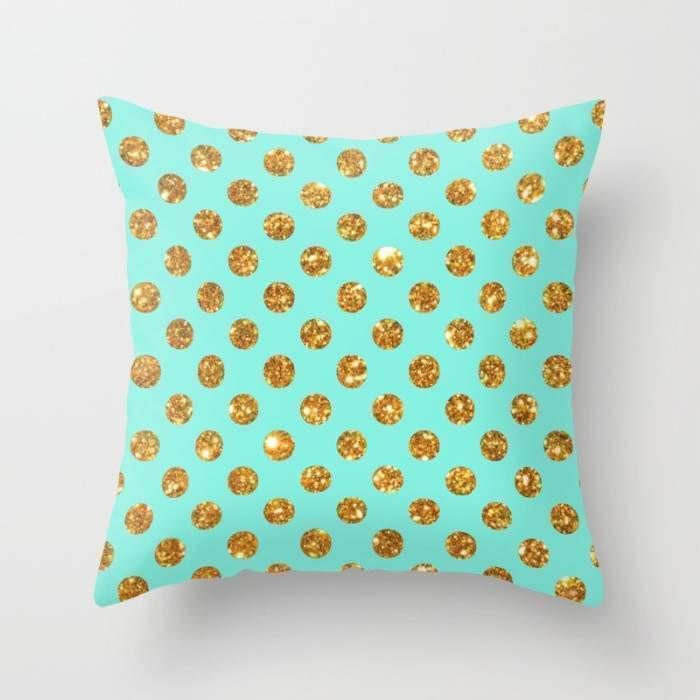 The Pillow pillows 16" x 16" Chic Gold Glitter Polka Dots Pattern Cushion/Pillow