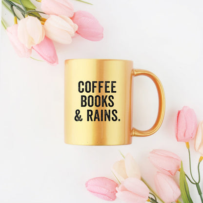 Coffee Books And Rains Gold & Silver Mug