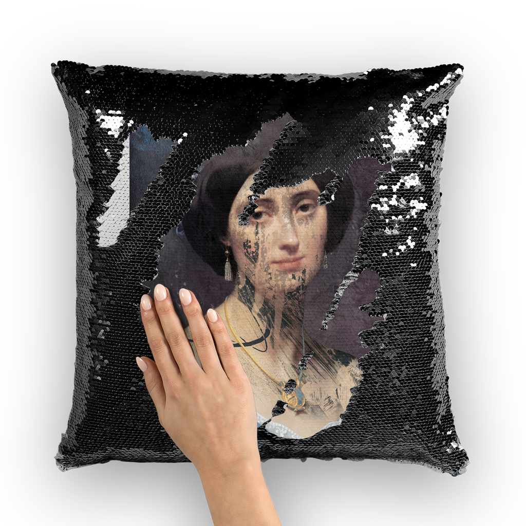 VIRGIN TEEZ Sequin Cover Black / White collage Sequin Cushion Cover