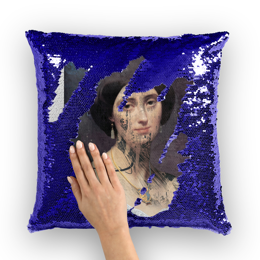 VIRGIN TEEZ Sequin Cover Navy / Silver collage Sequin Cushion Cover