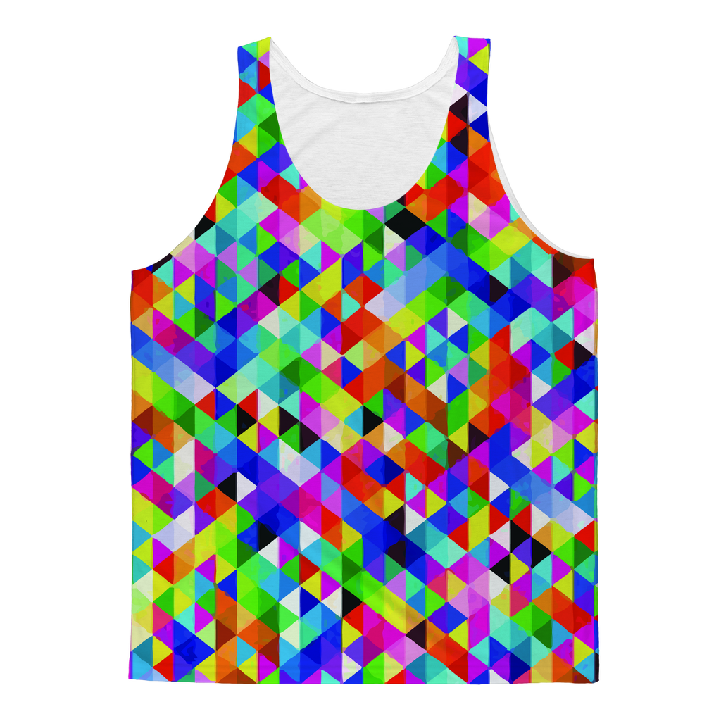 VIRGIN TEEZ Tank Top XS Colorful Geometric Blast Classic Sublimation Adult Tank Top