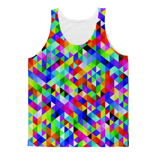 VIRGIN TEEZ Tank Top XS Colorful Geometric Blast Classic Sublimation Adult Tank Top