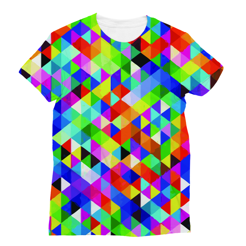 VIRGIN TEEZ Sublimation Women's T-Shirt XS Colorful Geometric Blast Classic Sublimation Women's T-Shirt