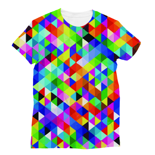 VIRGIN TEEZ Sublimation Women's T-Shirt XS Colorful Geometric Blast Classic Sublimation Women's T-Shirt