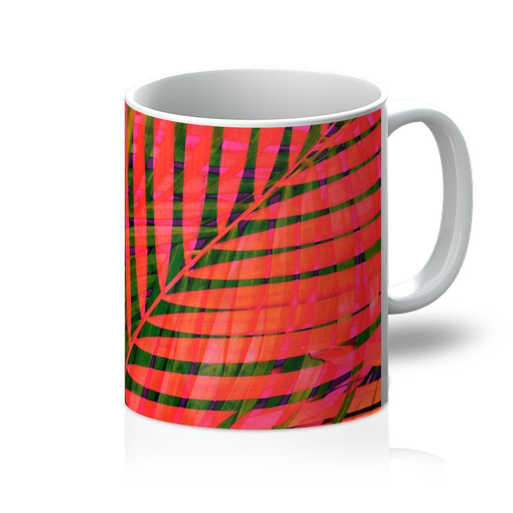 VIRGIN TEEZ Homeware 11oz COLORFUL TROPICAL LEAVES  Mug