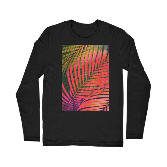 VIRGIN TEEZ Long sleeves T-shirt Black / Unisex / S COLORFUL TROPICAL LEAVES no4 Classic Long Sleeve T-Shirt