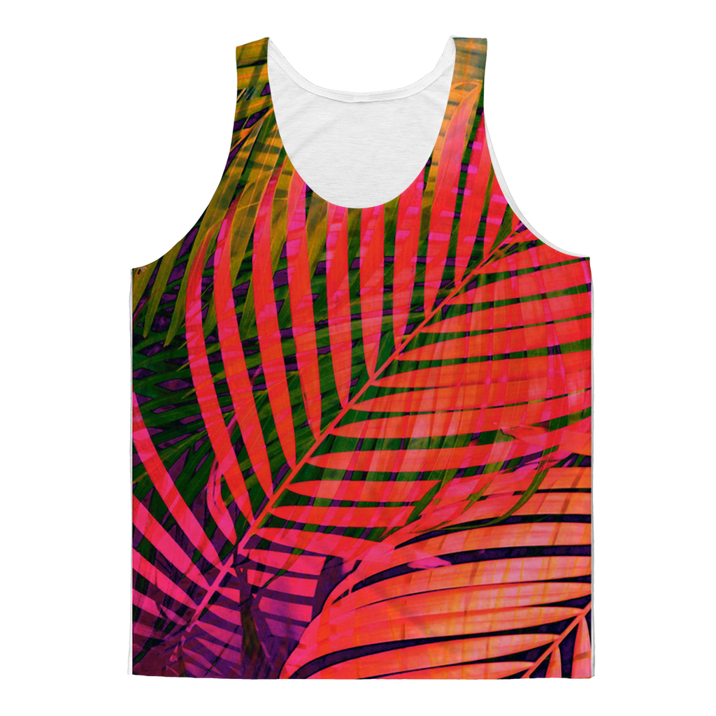 VIRGIN TEEZ Tank Top XS COLORFUL TROPICAL LEAVES no4 Classic Sublimation Adult Tank Top