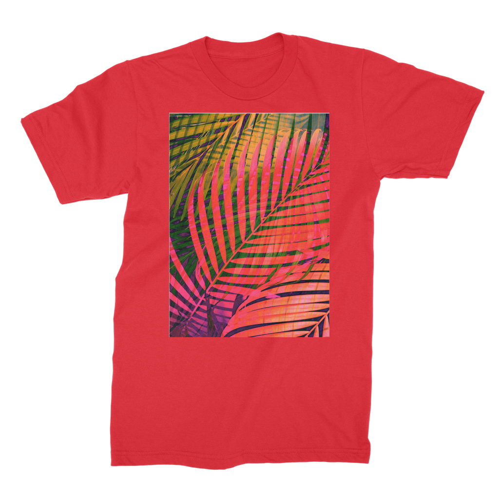 VIRGIN TEEZ Men T-Shirts Red / Male / S COLORFUL TROPICAL LEAVES no4 Premium Jersey Men's T-Shirt