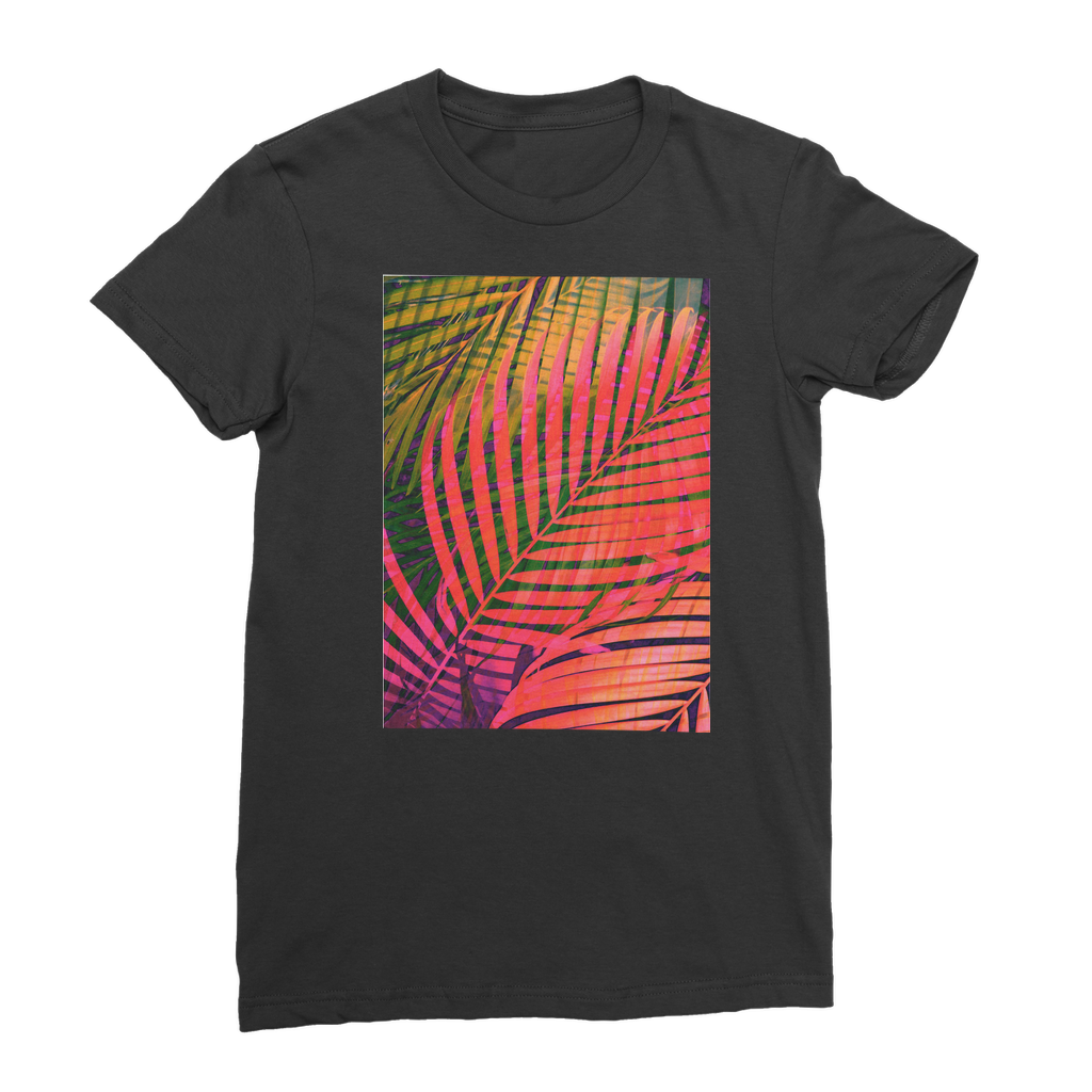 VIRGIN TEEZ Women T-shirt Black / Female / S COLORFUL TROPICAL LEAVES no4 Premium Jersey Women's T-Shirt