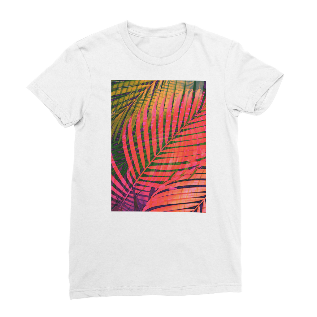 VIRGIN TEEZ Women T-shirt White / Female / S COLORFUL TROPICAL LEAVES no4 Premium Jersey Women's T-Shirt