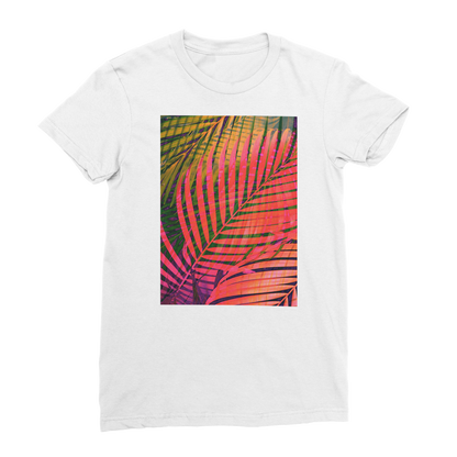 VIRGIN TEEZ Women T-shirt White / Female / S COLORFUL TROPICAL LEAVES no4 Premium Jersey Women's T-Shirt