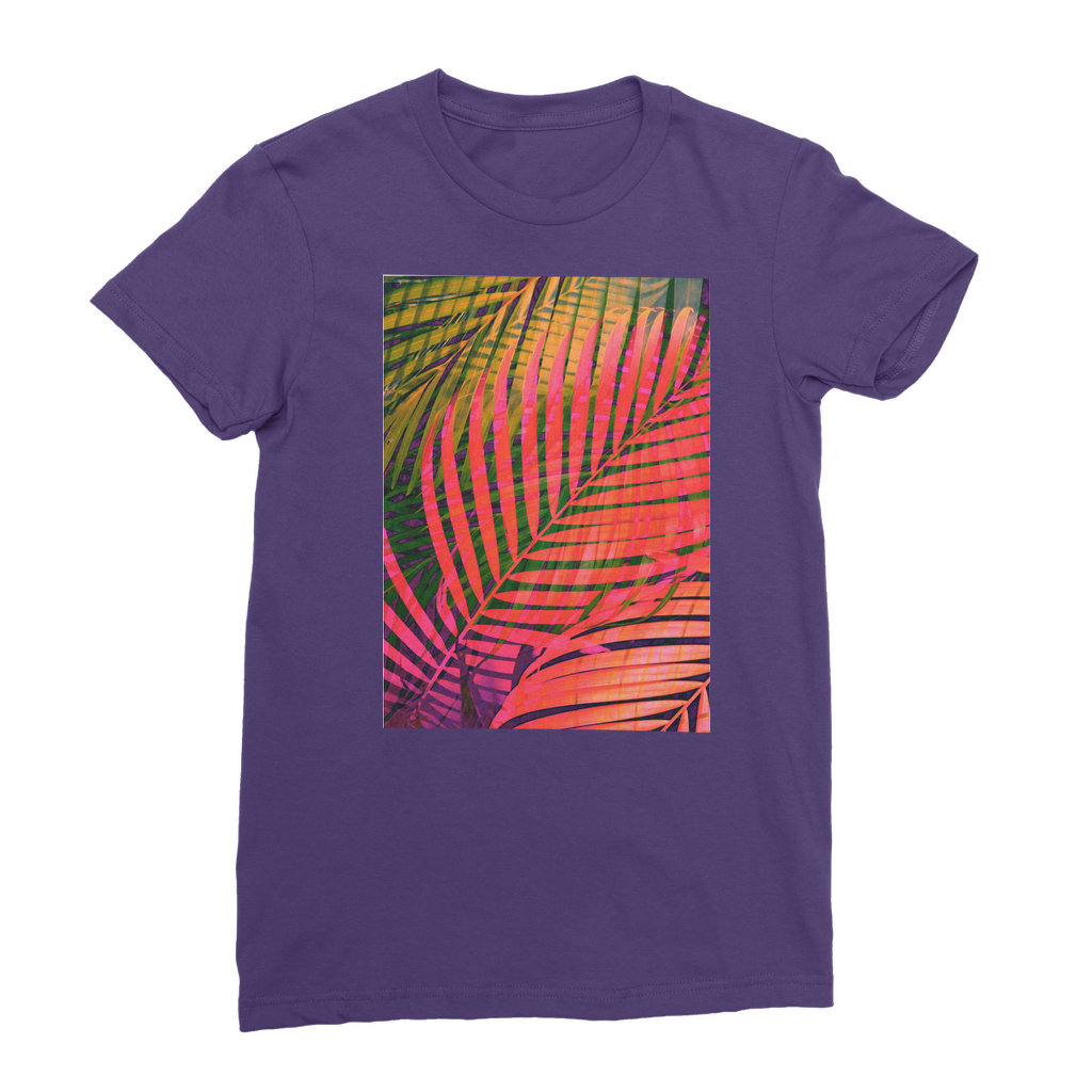 VIRGIN TEEZ Women T-shirt Purple / Female / S COLORFUL TROPICAL LEAVES no4 Premium Jersey Women's T-Shirt