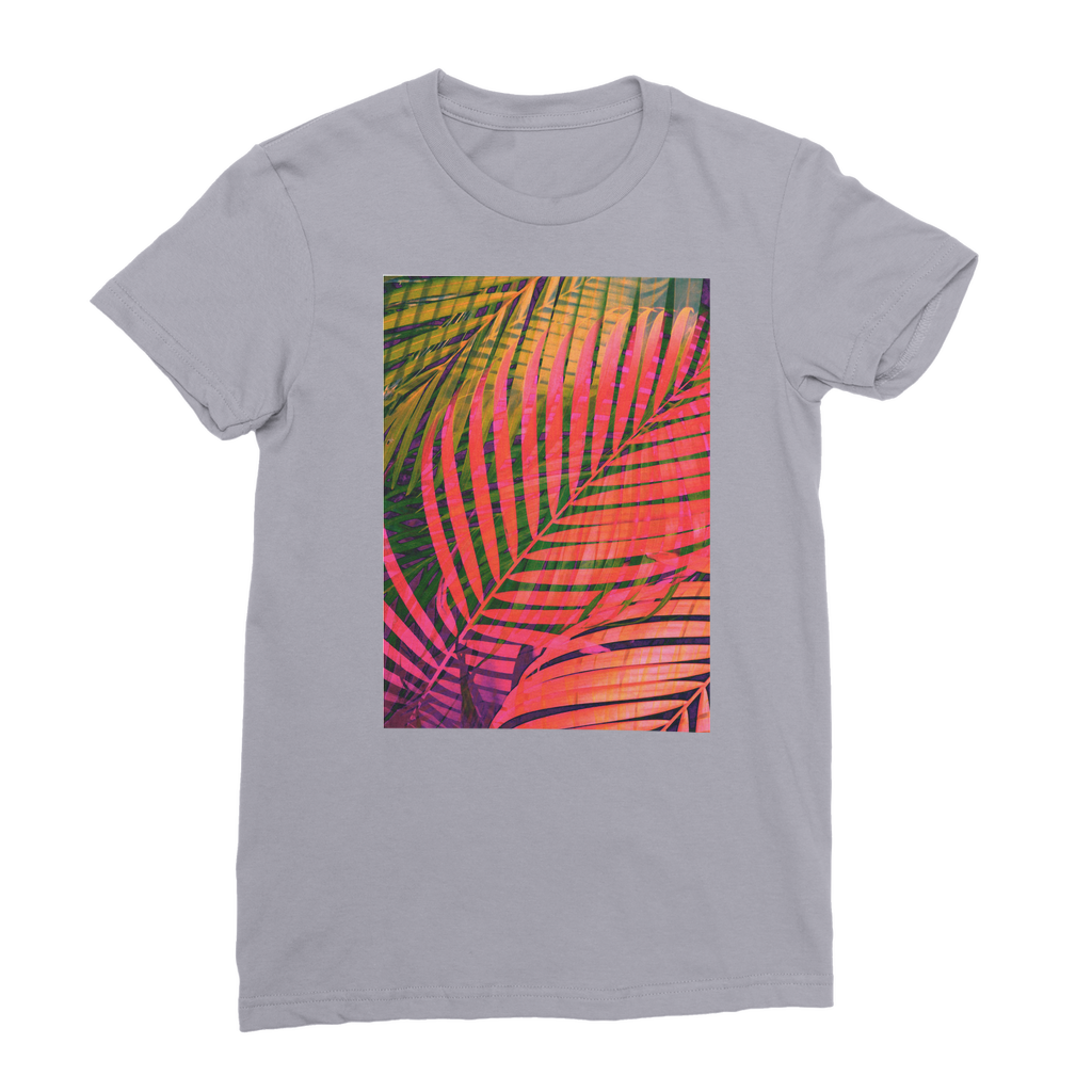 VIRGIN TEEZ Women T-shirt Light Grey / Female / S COLORFUL TROPICAL LEAVES no4 Premium Jersey Women's T-Shirt