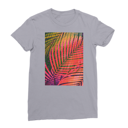 VIRGIN TEEZ Women T-shirt Light Grey / Female / S COLORFUL TROPICAL LEAVES no4 Premium Jersey Women's T-Shirt