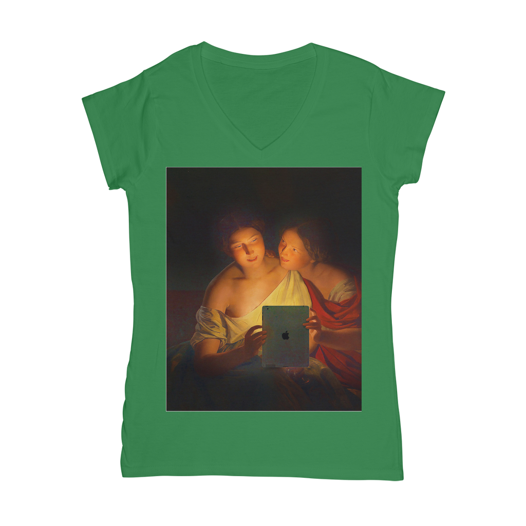 VIRGIN TEEZ Women T-shirt Kelly Green / Female / S Connected Classic Women's V-Neck T-Shirt