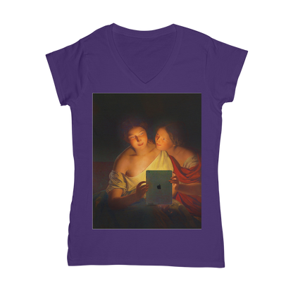 VIRGIN TEEZ Women T-shirt Purple / Female / S Connected Classic Women's V-Neck T-Shirt